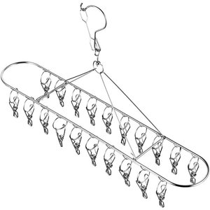 Clothes Drying Rack With Multi <b>Clips</b> Double Layer <b>Hook</b> Type For Balcony Storage Sock Hanger Rectangle Shape - Product Image 2