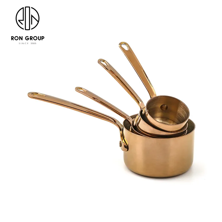 Hot Sale Restaurant Mini Small copper frying pan Stainless Steel Sauce Pots Rose Gold Pots And Pans nonstick Cookware Set