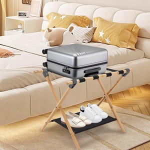 Estante Plegable de Bambú Reforzado para Equipaje 45x64cm con Estante de Almacenamiento para Uso en Hoteles, Hogares y Casas de Huéspedes - Product Image 2