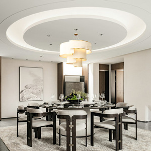 โคมไฟระย้าทรงกลมหลายชั้น E27 LED ตัวโคมสีทอง ป้องกันแสงสะท้อน สำหรับห้องรับประทานอาหาร ห้องนั่งเล่น ห้องพักโรงแรม - Product Image 3