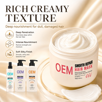 Coffret de soins capillaires réparateurs Private Label Smooth Repair : shampoing à la kératine, après-shampoing, masque capillaire, spray sans rinçage pour cheveux abîmés, secs et crépus
