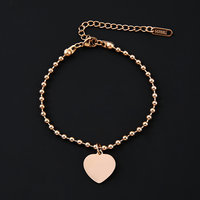 Bracelet personnalisé avec pendentif cœur Ywyougang, breloque gravable en acier inoxydable sur chaîne maille forçat pour femme, cadeau