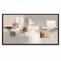 Peinture murale abstraite neutre douce sur toile, blocs de couleur beige et gris, peinte à la main, taille personnalisée, décoration moderne de luxe pour hôtel