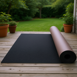 Tapis noir anthracite 6 x 36 pieds, qualité marine, avec support TPR, imperméable, pour intérieur et extérieur, maison, patio, véranda - Product Image 2