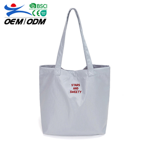 Custom Polyester <b>Environment</b>-friendly Shopping Tote Bag Fashion Embroidery Logo Zipper Closure Reusable Customized Color Medium - Product Image 1
