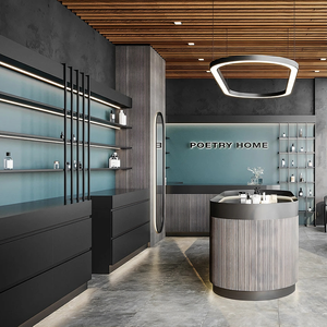 Vitrine de magasin de détail haut de gamme, style esthétique, <span class=keywords><strong>cadre</strong></span> en métal + étagères en verre dépoli, panneau en bois grainé - Product Image 2