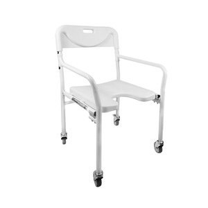 China Airlines Shower <b>Chair</b> FDK616 White Roller Version Elderly Bathing Stool <b>With</b> <b>Wheels</b> Foldable - Product Image 1