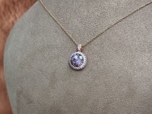 High End Round Natural Bi Color Ametrine Double Halo Pendant Rose Gold Fine Jewelry <b>For</b> <b>Women</b> Wedding Formal Necklace Charm - Product Image 4