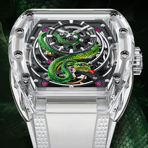 BONEST GATTI メンズ 自動巻き腕時計 防水 サファイア 夜光 スケルトン スネークダイヤル トノー型 機械式腕時計 - Product Image 3