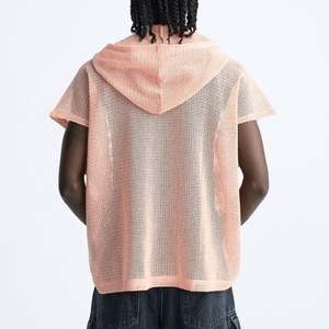 Custom <b>Men's</b> Knitted <b>T</b>-<b>Shirt</b> and Hoodie with Solid Pattern Mesh Oversized Fit - Product Image 2