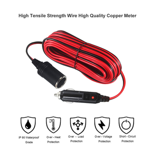 Allume-cigare de voiture 12V 10A, rallonge à 3 prises, câble en cuivre PVC, 120W, protection contre les surcharges pour caméra embarquée, téléphone portable - Product Image 2