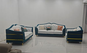 Luxuriöses 1+2+3-Sitzer Ledersofa-Set Modernes Villa-Hotel Schnallen-Kombinationssofa Wohnzimmer Edelstahl-Beine Ecksofa - Product Image 2