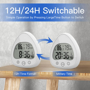 Bán hàng nóng kỹ thuật số Đồng hồ nhiệt độ độ ẩm cốc hút đếm ngược phòng tắm đồng hồ treo tường Dusche uhr wasserdicht - Product Image 5