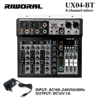 Console de mixage DJ USB 4 canaux UX04 Meilleur prix Mini table de mixage audio familiale KTV avec enregistrement d'effets USB/BT 48v