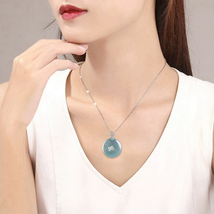 ชุดเครื่องประดับเงิน S925 ประดับหยกเจไดต์สีน้ำเงินเกรด A แบบธรรมชาติ พร้อมตัวล็อคแบบแนวนอน คุณภาพเยี่ยม สร้อยคอจี้หยก - Product Image 5