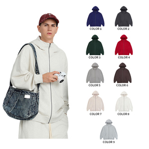 Sweat à capuche surdimensionné de haute qualité 100% coton, fermeture éclair haute, boucles en laine épaisse, personnalisable - Product Image 6
