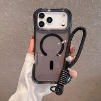 Étui magnétique pour iPhone Air 11 12 13 14 15 16 17 Pro Max avec chargement sans fil, antichoc et dragonne