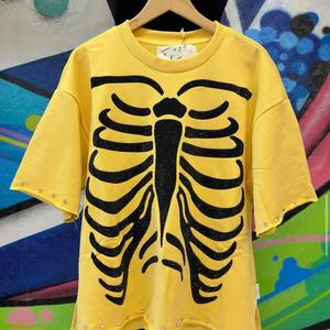 Hot Men's 100% Cotton T-<b>Shirt</b> Custom Hip Hop Diamond Print Cut Heavyweight Boxy Oversized Street Wear with Best Quality Material - Product Image 1