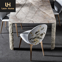 Fabricant table de meubles de salle à manger personnalisés avec plateau en marbre et base en acier inoxydable table de salle à manger personnalisée moderne de luxe