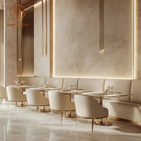 Ensemble de mobilier pour café, restaurant, table ronde en marbre et chaise en tissu avec banquette pour restaurant