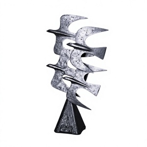 Flying Birds Abstract Figurine Garden Sculpture Rustic Metal Farmhouse Outdoor Decorative Vintage Flying Birds Showpiece Garden - Product Image 1