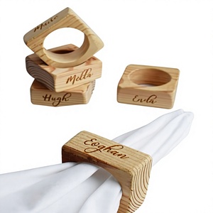 Custom Wooden Napkin <b>Rings</b> Laser Engraved <b>Name</b> Place Setting Table Decor Wedding Party Favor - Product Image 1