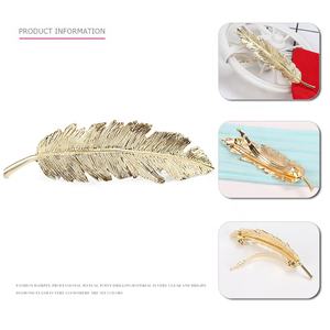 Accessori per capelli in metallo di moda con fermaglio per capelli in piuma di personalità in lega d'oro per ragazze - Product Image 3