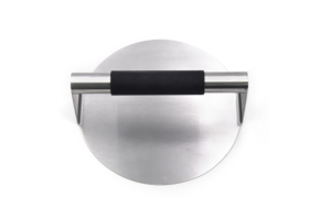 Presse à hamburgers en acier inoxydable, presse à hamburgers ronde antiadhésive, fond plat sans rainures pour la cuisson des hamburgers - Product Image 1