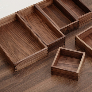 Handmade rắn Walnut gỗ mở hộp lưu trữ với dovetail Doanh hình chữ nhật bằng gỗ Organizer Tray cho bàn ngăn kéo hoặc trang trí nội thất - Product Image 3