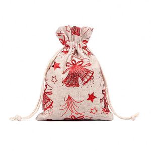VENTE FLASH : Sac fourre-tout en toile de jute à motif de dessin animé pour cadeaux de Noël, sac à bonbons de Noël, sac cadeau du Père Noël - Vente en gros disponible - Product Image 5