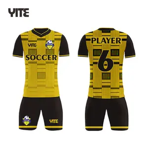 Custom Sublimated Football Soccer Team Jersey Quick Dry Soccer Uniform Yellow Black Soccer Wear Uniform