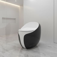 Vente flash, toilettes monobloc de luxe en forme d'œuf, couleur noire, sanitaires, jet de tornade super puissant, siphon, salle de bain