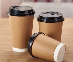 Gobelets à café et à thé jetables écologiques à double paroi avec couvercles, logo personnalisé, 8oz 10oz 12oz 16oz OEM ODM - Product Image 4