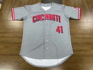 Fq कस्टम गुलाबी रिबन बेसबॉल जर्सी स्तन कैंसर जागरूकता पूर्ण बटन नीचे बेसबॉल शर्ट क्लासिक स्ट्रिप्स सॉफ्टबॉल जर्सी - Product Image 5