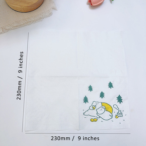 100 points serviettes imprimées 230mm forêt ours <span class=keywords><strong>serviette</strong></span> jetable papier dîner serviettes pour <span class=keywords><strong>cantine</strong></span> et café utilisation - Product Image 6