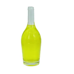 בקבוק זכוכית סגלגל צהוב חלבי 750 מ""ל הטוב ביותר באיכות גבוהה בקבוק זכוכית מבריק צבוע שחור