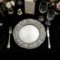 Assiette de présentation de luxe personnalisable en bronze antique de style baroque, 13 pouces, durable, pour mariages et banquets royaux