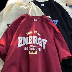 Camisetas Personalizadas de Gran Tamaño para Hombre, con Estampado 3D en Relieve, 100% Algodón Suave, Estampado de Letras en Espuma, Estilo Hip Hop, Manga Corta - Product Image 1