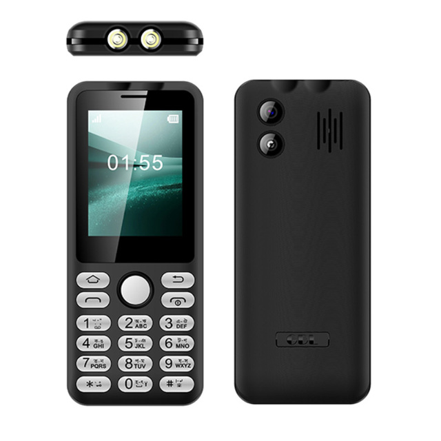 Dual Torch 2.4 Inch Screen Dual SIM Seniors Phone with 3000mAh Battery Linux OS Spanish German French Languages FM Radio