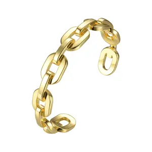 Big Link Chain Accessories Adjustable Cuff Bracelets High Quality 18K Gold Plated Brass Jewelry For Bracelets BF182033