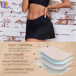 Period Swimwear Falda de cintura alta Con parte inferior de bikini de natación a prueba de fugas Impermeable para mujeres Niñas Adolescentes - Product Image 6