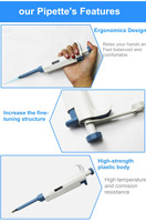 Micro-pipette numérique monocanal BIOJOINT pour échantillons liquides, instrument de laboratoire, 5-5000 µl, matériau PP, série TP-01, garantie 1 an