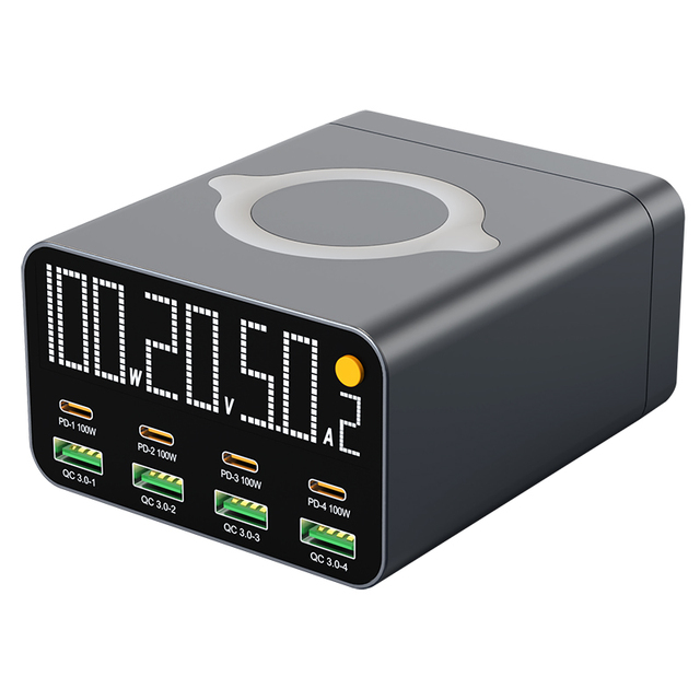 2024 New Wireless Charging Station for Multiple Devices 120W 8Ports 4 PD+4 QC3.0 Ports Fast Charging Station for Mobile Phones