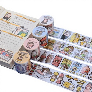 Nastro Adesivo Elastico in Carta Washi con Inchiostro Cristallino per Decorazioni Fai-da-Te, Stile Cartone Animato Gao Shan Wen Chuang Mu Zi Li - Product Image 1