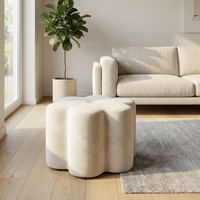 Pouf en velours personnalisé avec logo, capitonné, en forme de fleur, repose-pieds, tabouret de coiffeuse pour salon