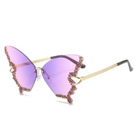 Lunettes de soleil papillon 2023 Mode Métal Unisexe Rue Populaire Lunettes de soleil diamant
