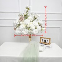 Nouveauté, centre de table de mariage de luxe de haute qualité, fleurs artificielles 5D, grandes boules de fleurs en soie blanches de 60 cm, décorations de table