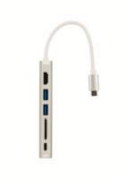 8 in 1 Audio + pd Multiport HUB adaptor tipe c, HUB adaptor Tipe c ke 2xUSB3.0 + VGA + HDMI + SD + RJ45 + 3.5mm