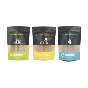 Sachet en papier kraft mat personnalisé avec fenêtre, fermeture éclair et logo, écologique - Product Image 1