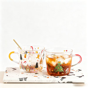 แก้วกาแฟแก้วบอโรซิลิเก<span class=keywords><strong>ต</strong></span>สำหรับเทศกาลคริส<span class=keywords><strong>ต</strong></span>์มาส ทนความร้อน พร้อมขีดบอกปริมาณ ขายส่ง - Product Image 1